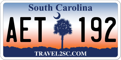 SC license plate AET192