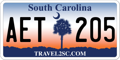 SC license plate AET205