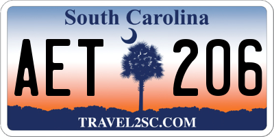 SC license plate AET206