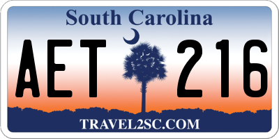 SC license plate AET216