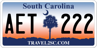 SC license plate AET222