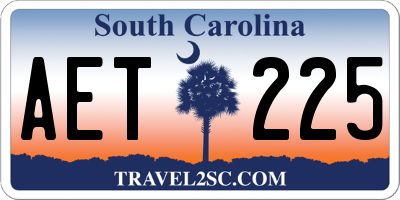 SC license plate AET225
