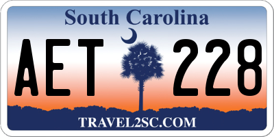 SC license plate AET228
