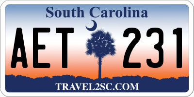SC license plate AET231