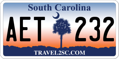 SC license plate AET232