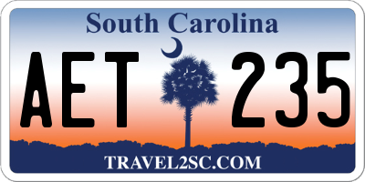 SC license plate AET235