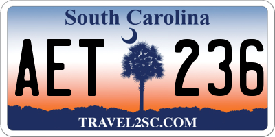 SC license plate AET236