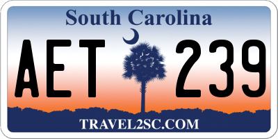 SC license plate AET239