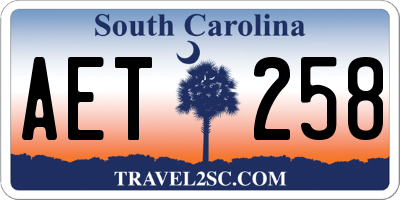 SC license plate AET258