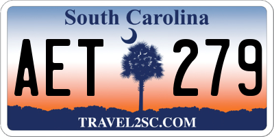 SC license plate AET279