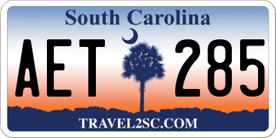 SC license plate AET285
