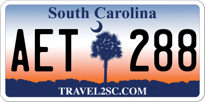 SC license plate AET288