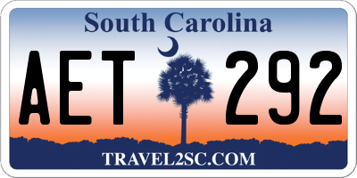 SC license plate AET292