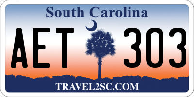 SC license plate AET303