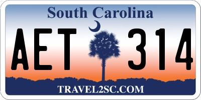 SC license plate AET314