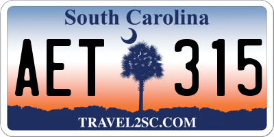 SC license plate AET315