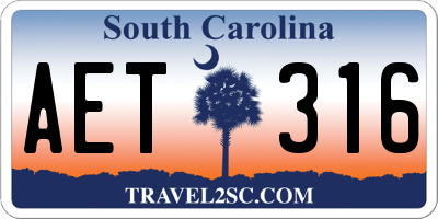 SC license plate AET316