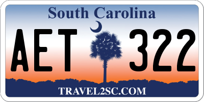 SC license plate AET322