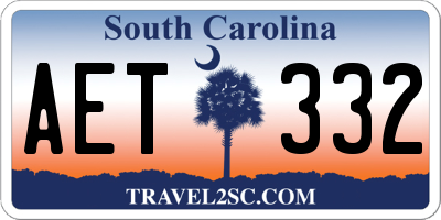 SC license plate AET332