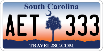 SC license plate AET333
