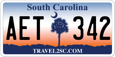 SC license plate AET342