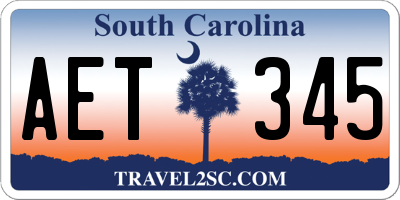 SC license plate AET345