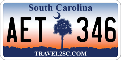 SC license plate AET346