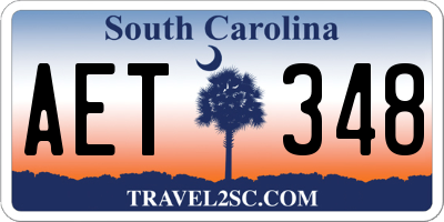 SC license plate AET348