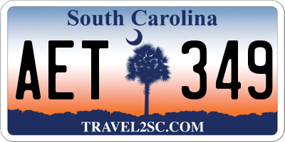 SC license plate AET349