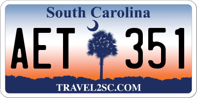 SC license plate AET351