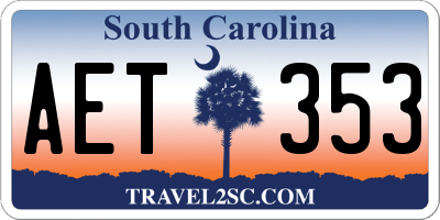 SC license plate AET353