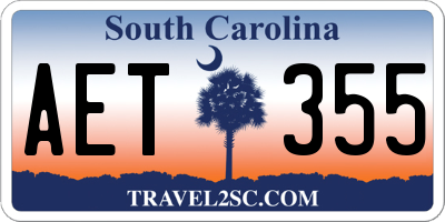 SC license plate AET355