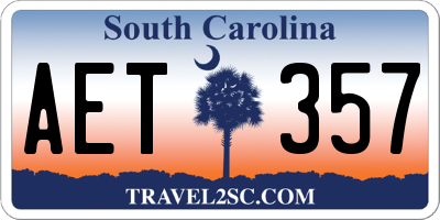 SC license plate AET357