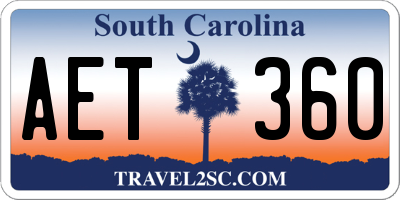 SC license plate AET360