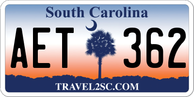 SC license plate AET362