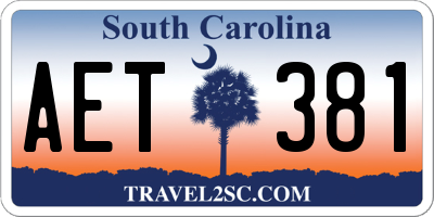 SC license plate AET381