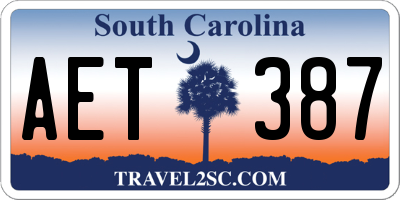 SC license plate AET387