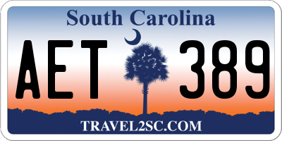 SC license plate AET389