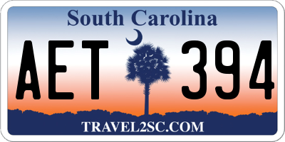 SC license plate AET394