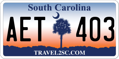 SC license plate AET403