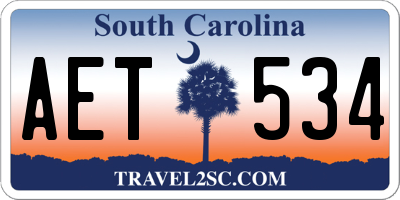SC license plate AET534