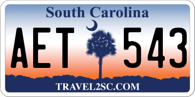 SC license plate AET543