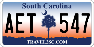 SC license plate AET547