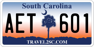 SC license plate AET601