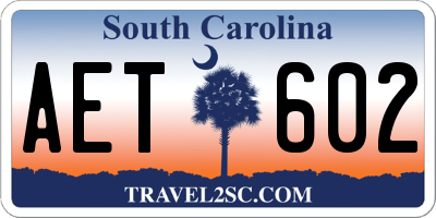 SC license plate AET602