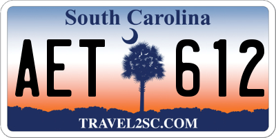 SC license plate AET612