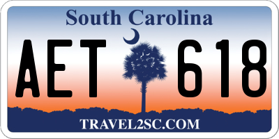 SC license plate AET618
