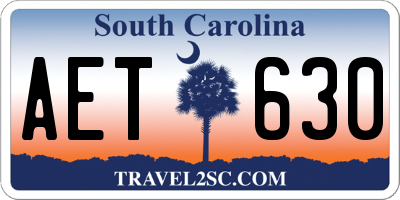 SC license plate AET630