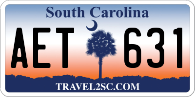 SC license plate AET631
