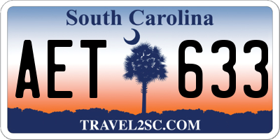 SC license plate AET633